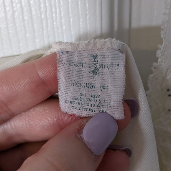 Vintage Lace Trim Florette Center Ivory Pick-Up Stitch Nylon Slip Cami Size M - Picture 2 of 8